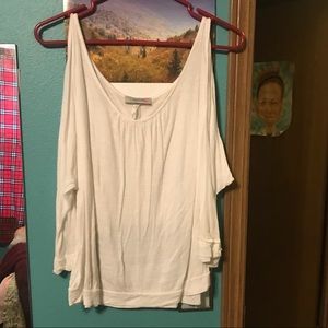 White cold shoulder shirt